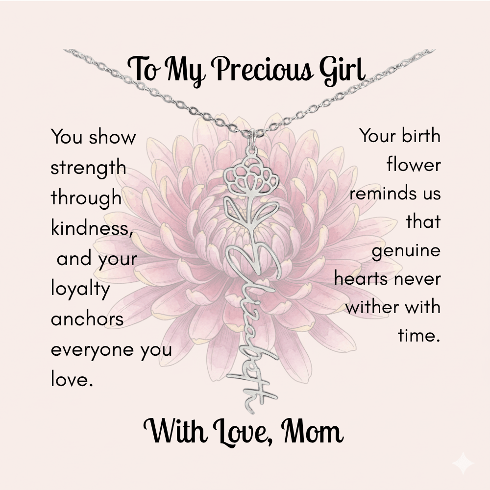 Custom Made & Personalized Birth Flower Necklace – Choose Your Month’s Flower & Finish - Lazy Rockin H Ecom