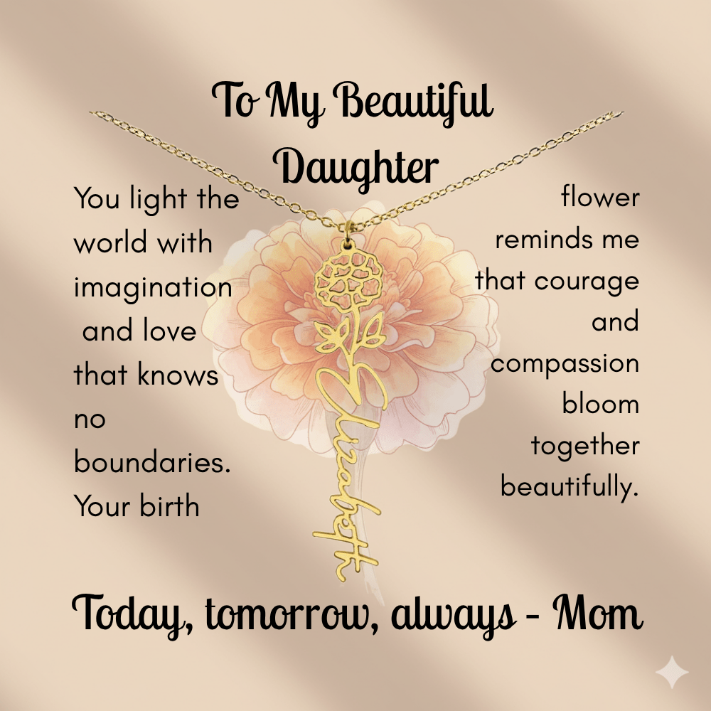 Custom Made & Personalized Birth Flower Necklace – Choose Your Month’s Flower & Finish - Lazy Rockin H Ecom