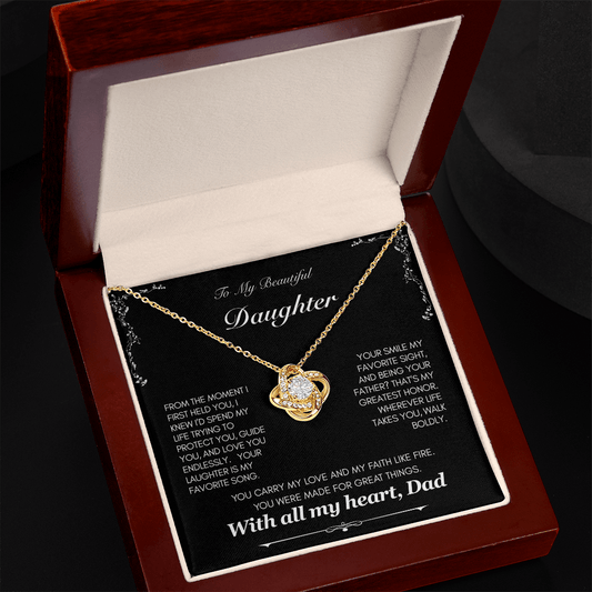 Dad to Daughter Love Knot Necklace – “You Will Always Walk Boldly” Gift from Dad - Lazy Rockin H Ecom