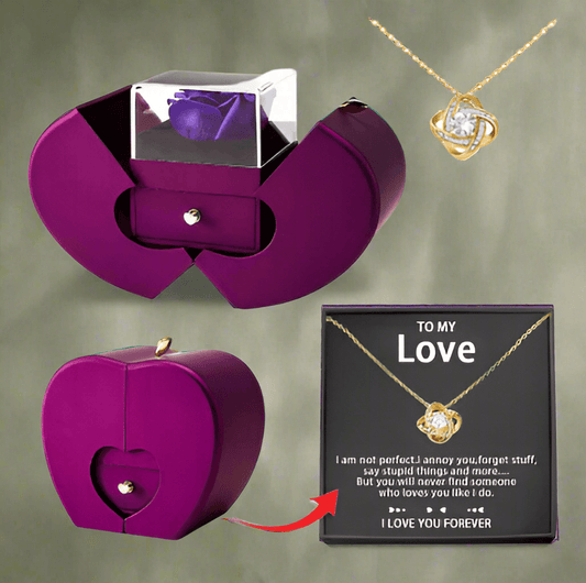 Eternal Purple Rose & Love Knot Necklace - Lazy Rockin H Ecom