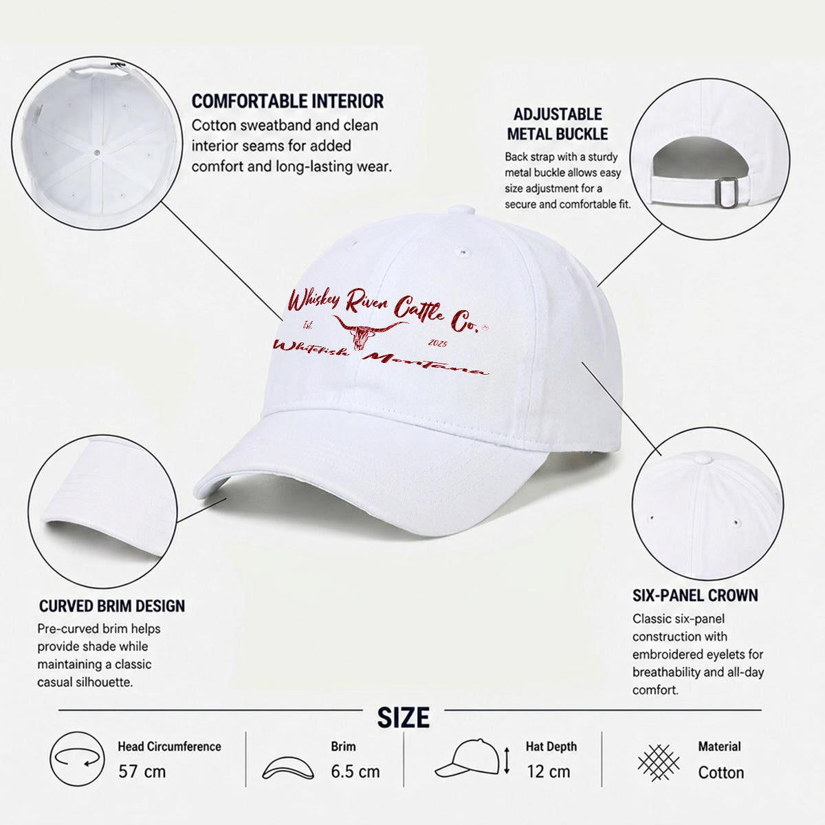 Whiskey River Cattle Co. Fishing Golf Baseball Cap