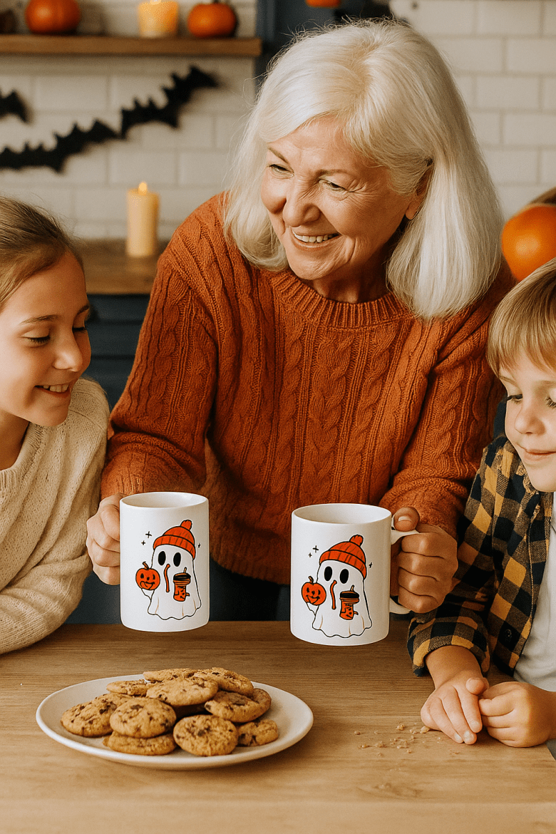 Festive Pumpkin Latte Ghost Mug – Cozy Halloween Coffee Cup 🎃👻☕👻 - Lazy Rockin H Ecom