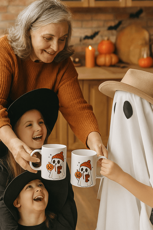 Festive Pumpkin Latte Ghost Mug – Cozy Halloween Coffee Cup 🎃👻☕👻 - Lazy Rockin H Ecom