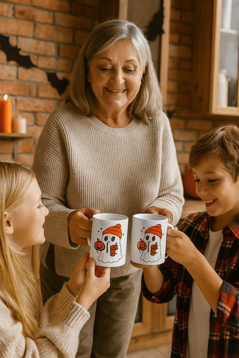 Festive Pumpkin Latte Ghost Mug – Cozy Halloween Coffee Cup 🎃👻☕👻 - Lazy Rockin H Ecom