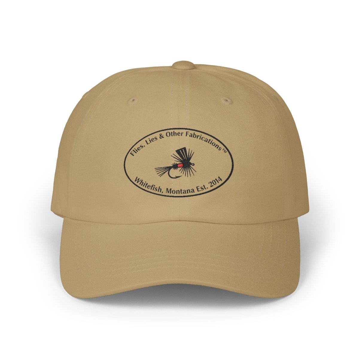 Fishing Fly Dad Cap — "Flies, Lies & Other Fabrications" Embroidered Baseball Hat - Lazy Rockin H Ecom