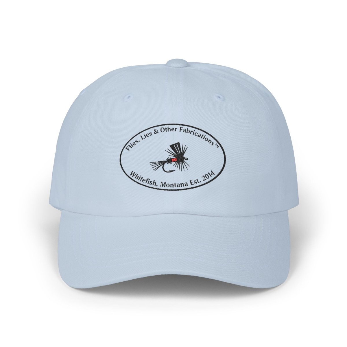 Fishing Fly Dad Cap — "Flies, Lies & Other Fabrications" Embroidered Baseball Hat - Lazy Rockin H Ecom