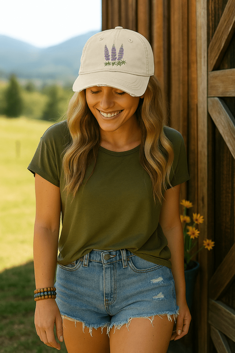 Glacier Wildflowers™ Hat – Lupine Edition (Vintage - Distressed Style) - Lazy Rockin H Ecom