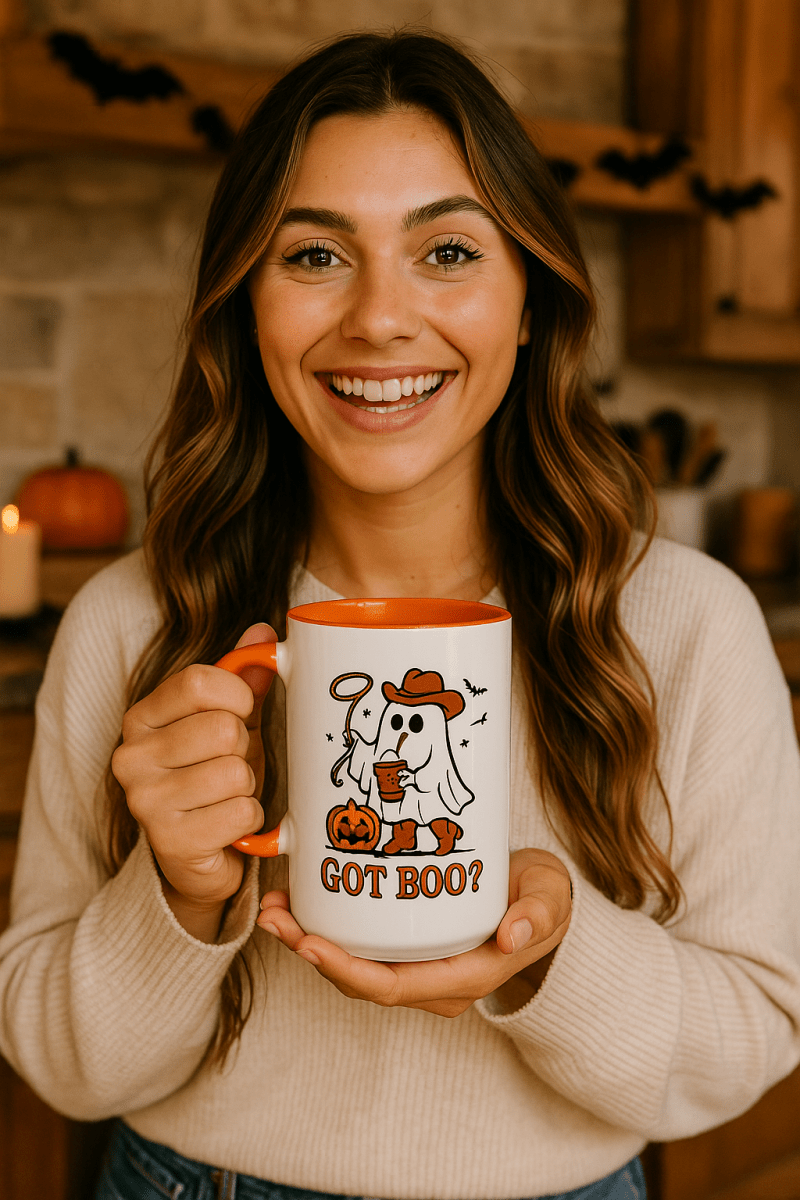 Got Boo? Cowboy Ghost Halloween Mug – Spooky Coffee Cup for Fall & Halloween Lovers - Lazy Rockin H Ecom