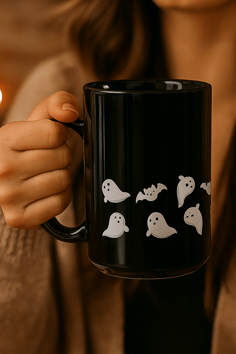Got Boo? Ghost & Bat Mug – Black, 11 oz & 15 oz - Lazy Rockin H Ecom