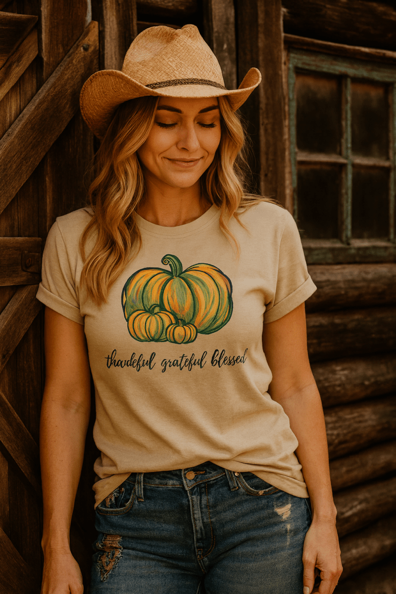 Grateful • Thankful • Blessed Heavyweight Tee – Fall Comfort Edition - Lazy Rockin H Ecom