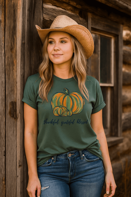 Grateful • Thankful • Blessed Heavyweight Tee – Fall Comfort Edition - Lazy Rockin H Ecom