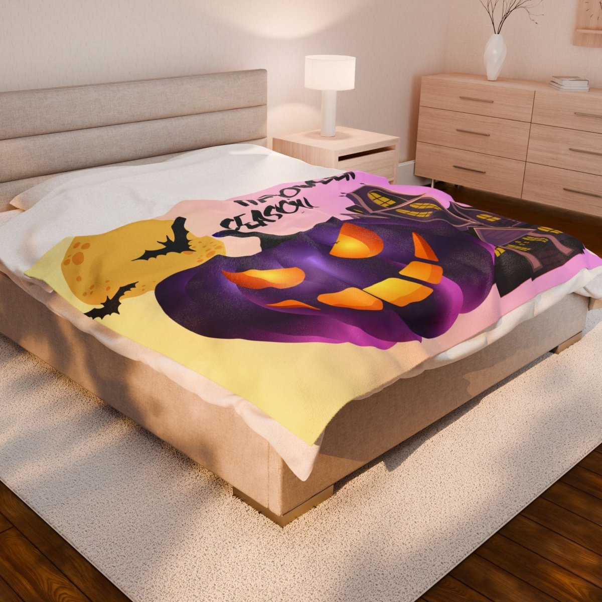 Halloween Plush Blanket – Cozy Throw for Fall Nights, Spooky Movie Marathons & Seasonal Décor - Lazy Rockin H Ecom