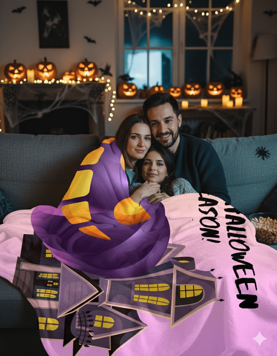 Halloween Plush Blanket – Cozy Throw for Fall Nights, Spooky Movie Marathons & Seasonal Décor - Lazy Rockin H Ecom