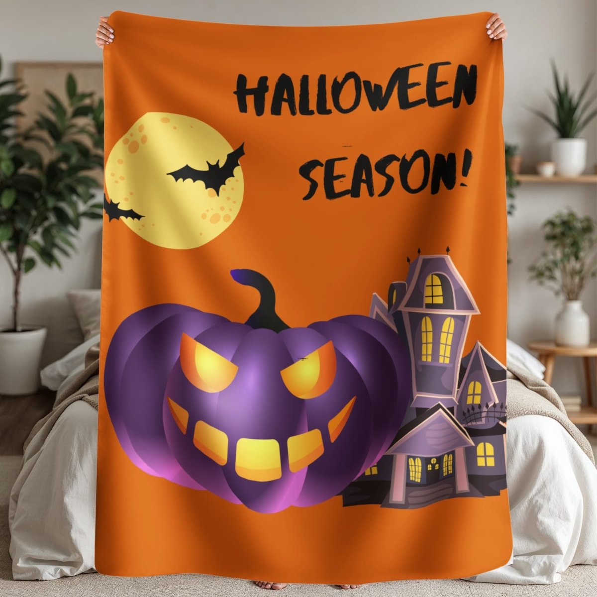 Halloween Sherpa Blanket 60×80 – Scary Soft, Seriously Spooky, Perfect for Dorm Movie Nights - Lazy Rockin H Ecom
