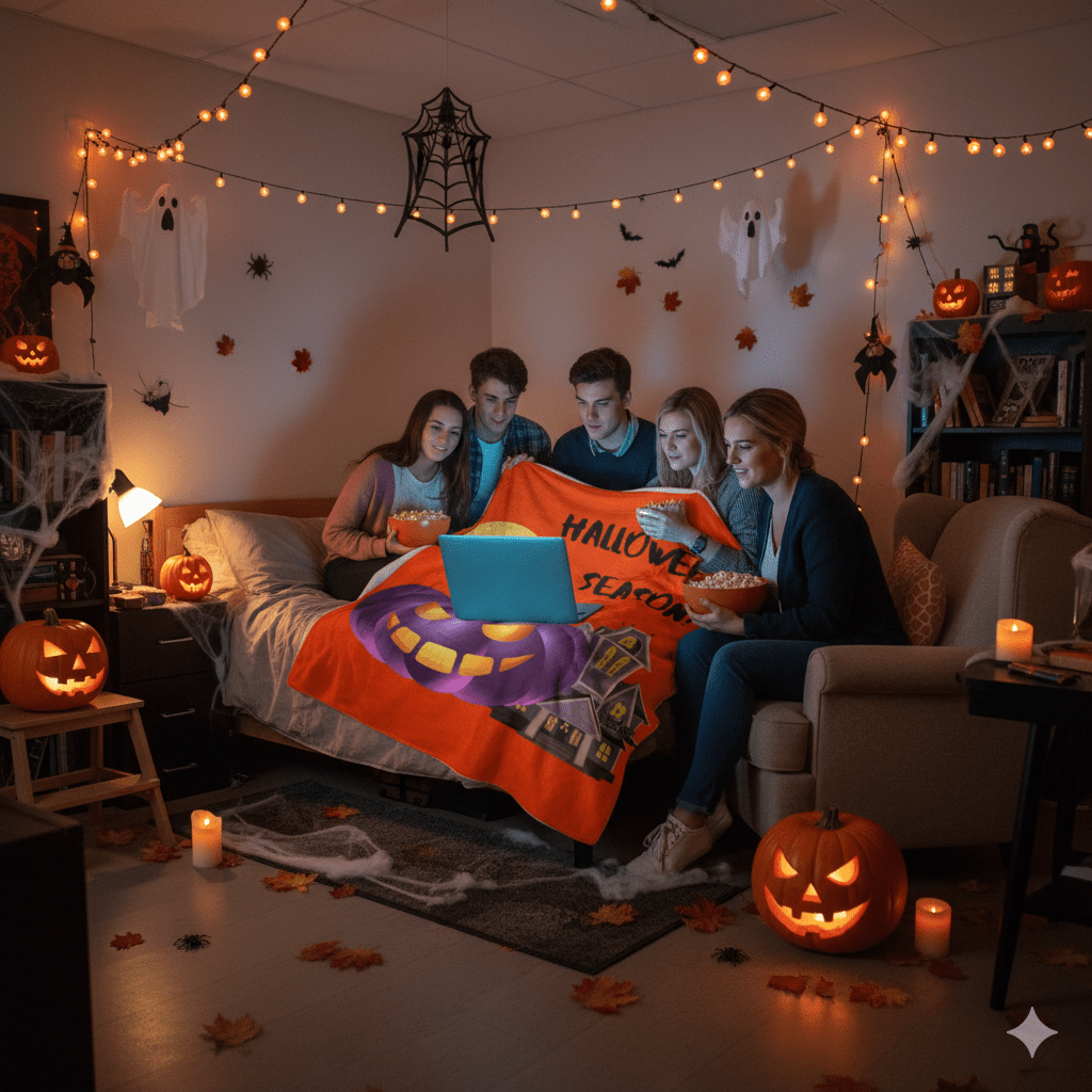 Halloween Sherpa Blanket 60×80 – Scary Soft, Seriously Spooky, Perfect for Dorm Movie Nights - Lazy Rockin H Ecom