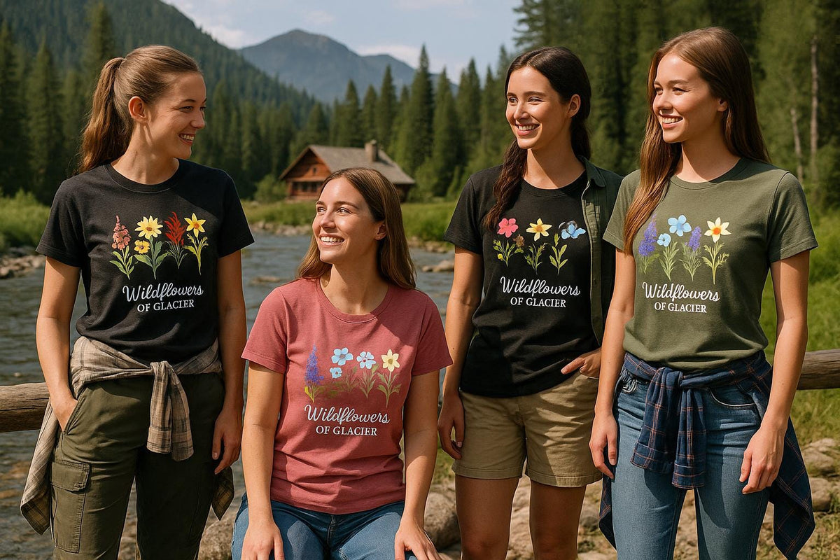 Vintage Glacier Wildflowers of Montana T-Shirt