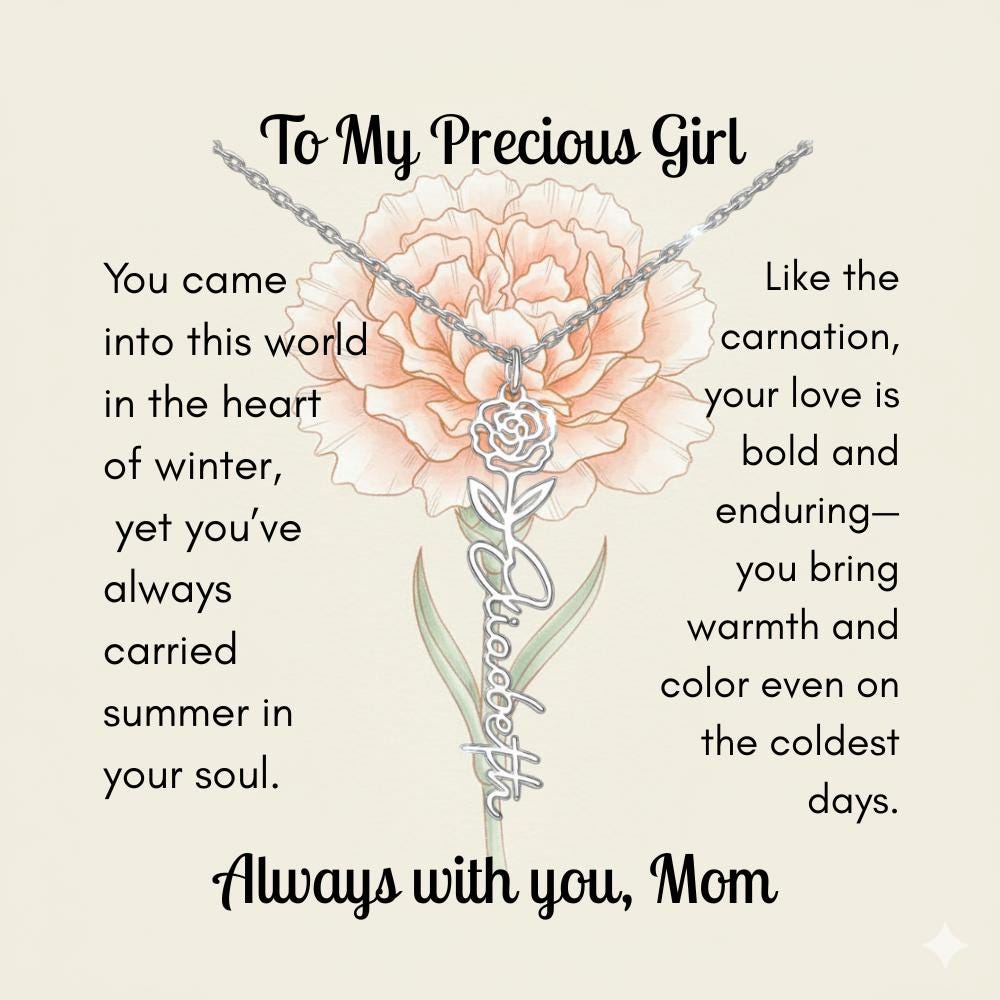 Custom Made & Personalized Birth Flower Necklace – Choose Your Month’s Flower  Finish