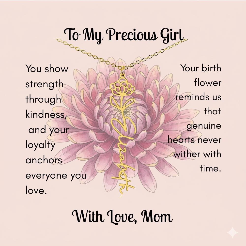 Custom Made & Personalized Birth Flower Necklace – Choose Your Month’s Flower  Finish