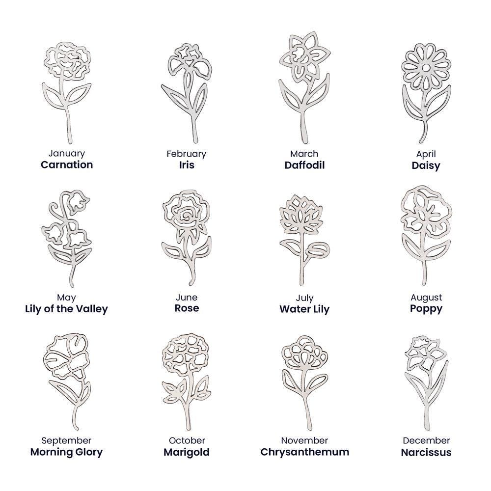 Custom Made & Personalized Birth Flower Necklace – Choose Your Month’s Flower  Finish