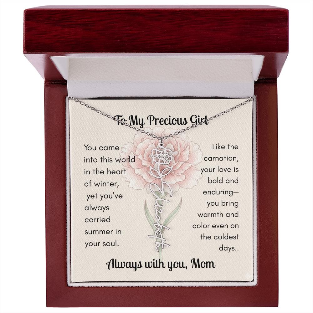 Custom Made & Personalized Birth Flower Necklace – Choose Your Month’s Flower  Finish