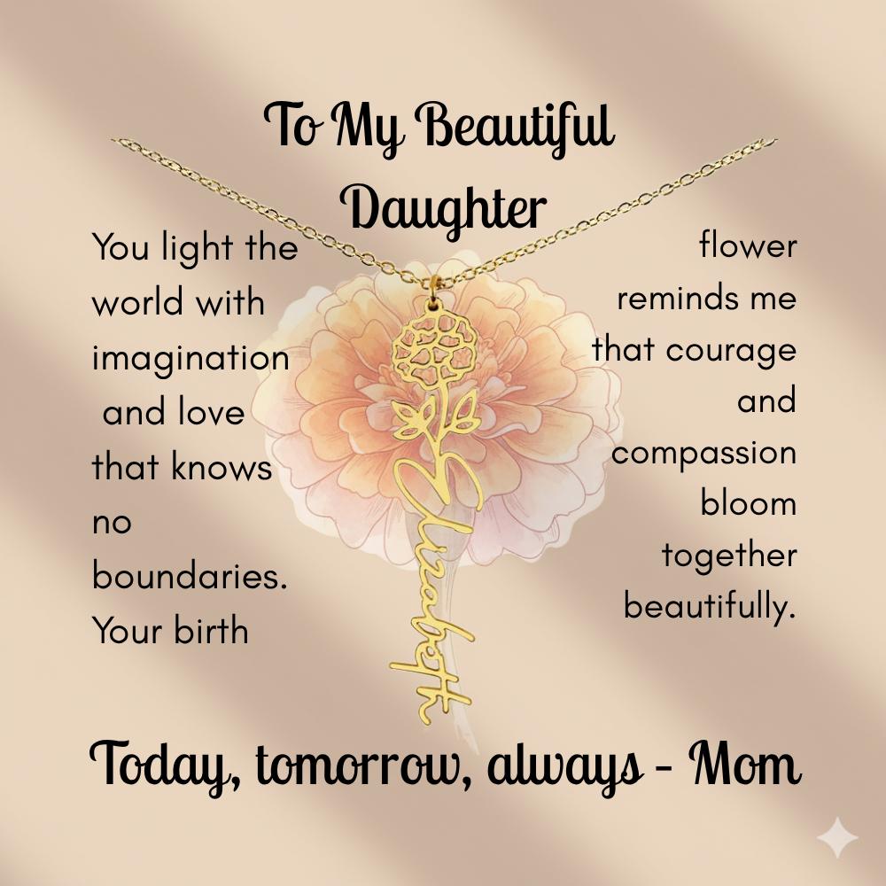 Custom Made & Personalized Birth Flower Necklace – Choose Your Month’s Flower  Finish