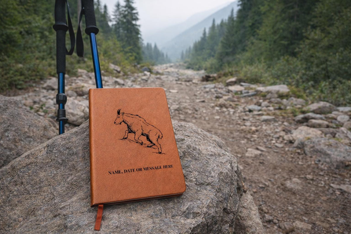 Personalized Mountain Goat Vegan Leather Journal – Hiking & Cabin Log