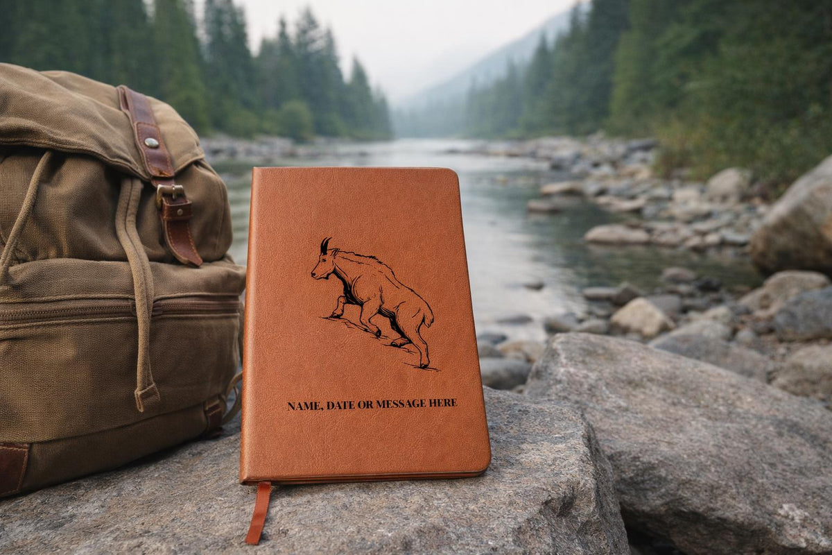 Personalized Mountain Goat Vegan Leather Journal – Hiking & Cabin Log