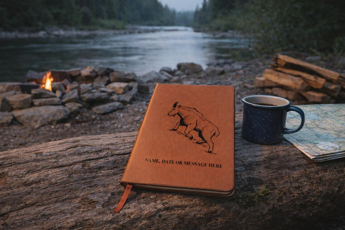 Personalized Mountain Goat Vegan Leather Journal – Hiking & Cabin Log