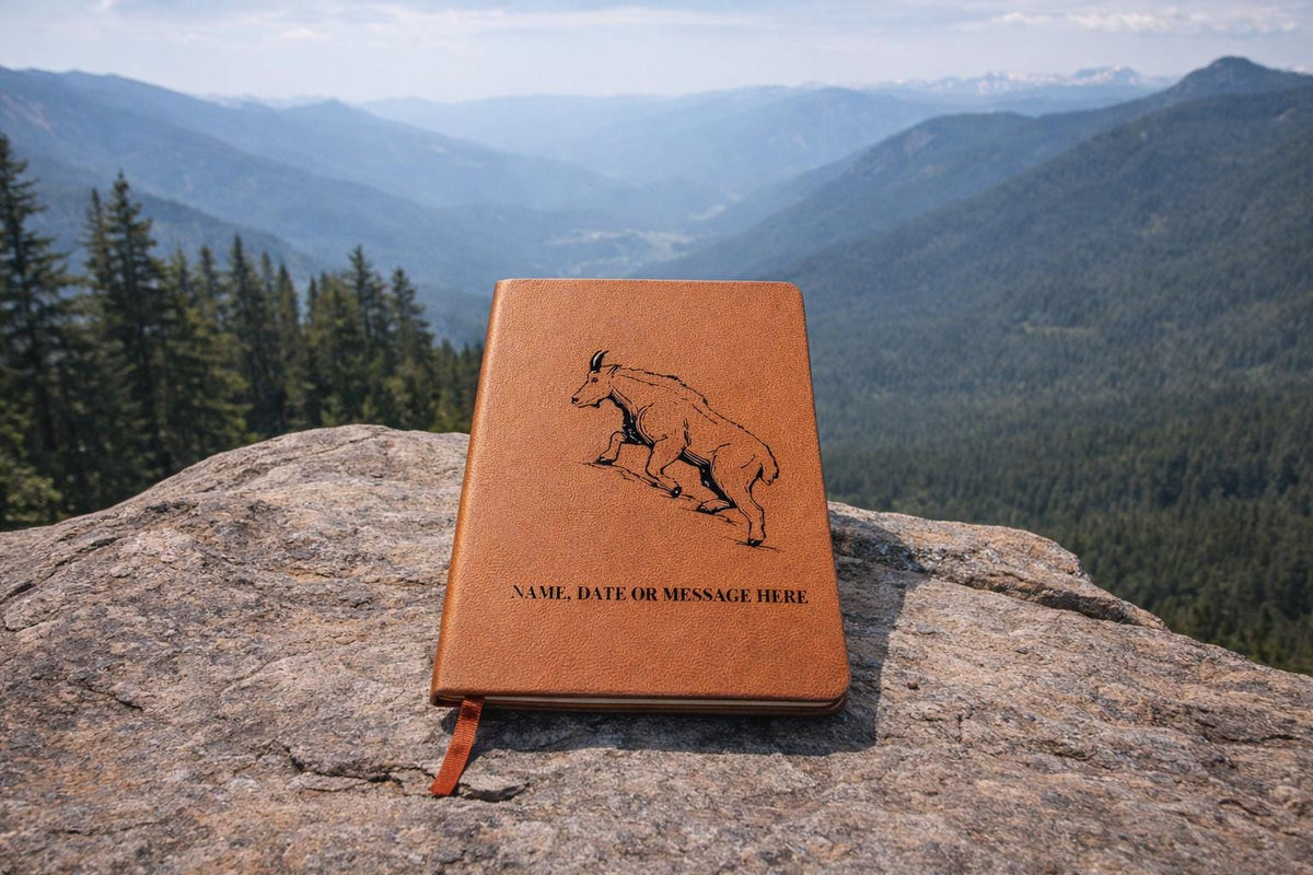 Personalized Mountain Goat Vegan Leather Journal – Hiking & Cabin Log