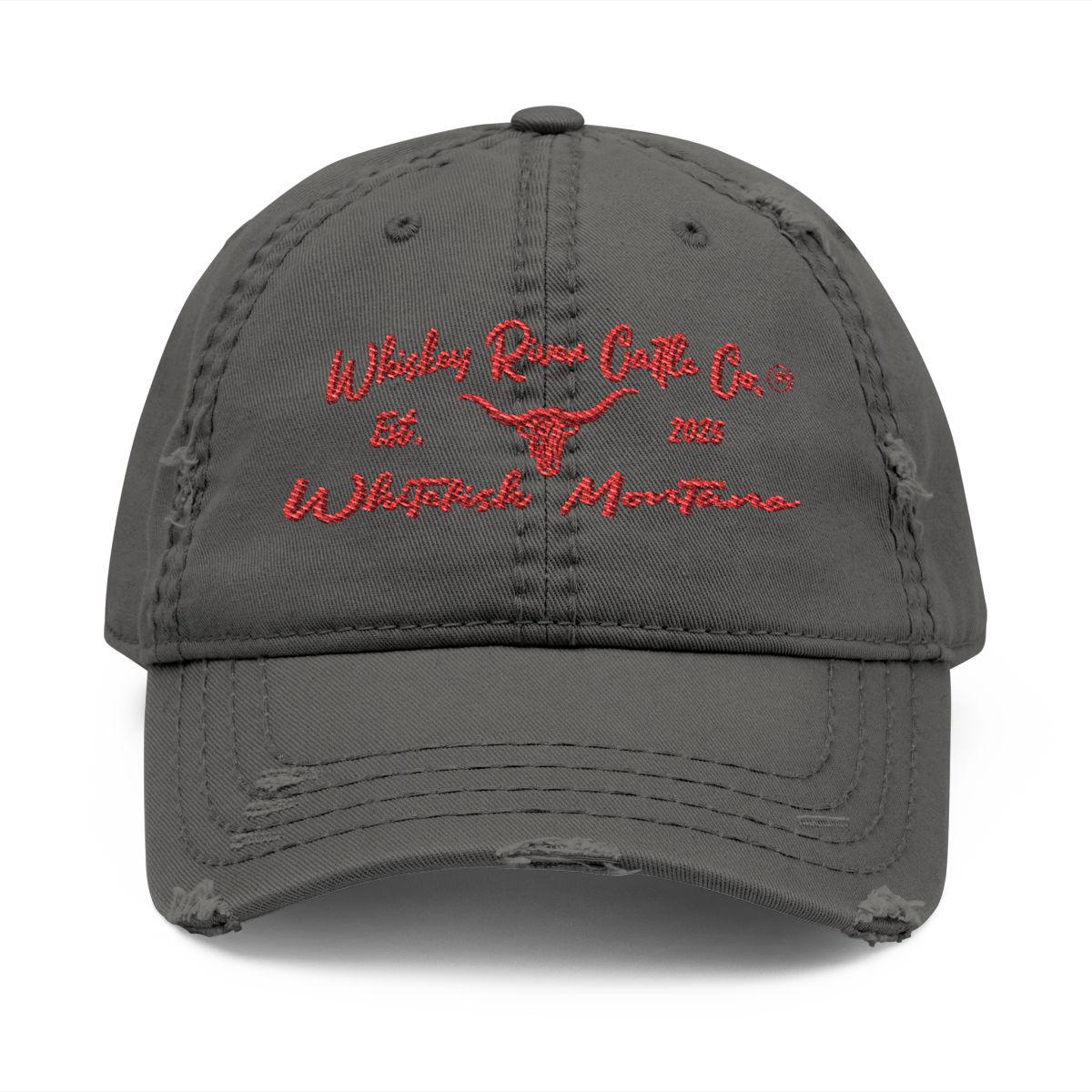 Whiskey River Cattle Co. Distressed Cotton Hat – Western Ranch Cap, Whitefish Montana Heritage Design
