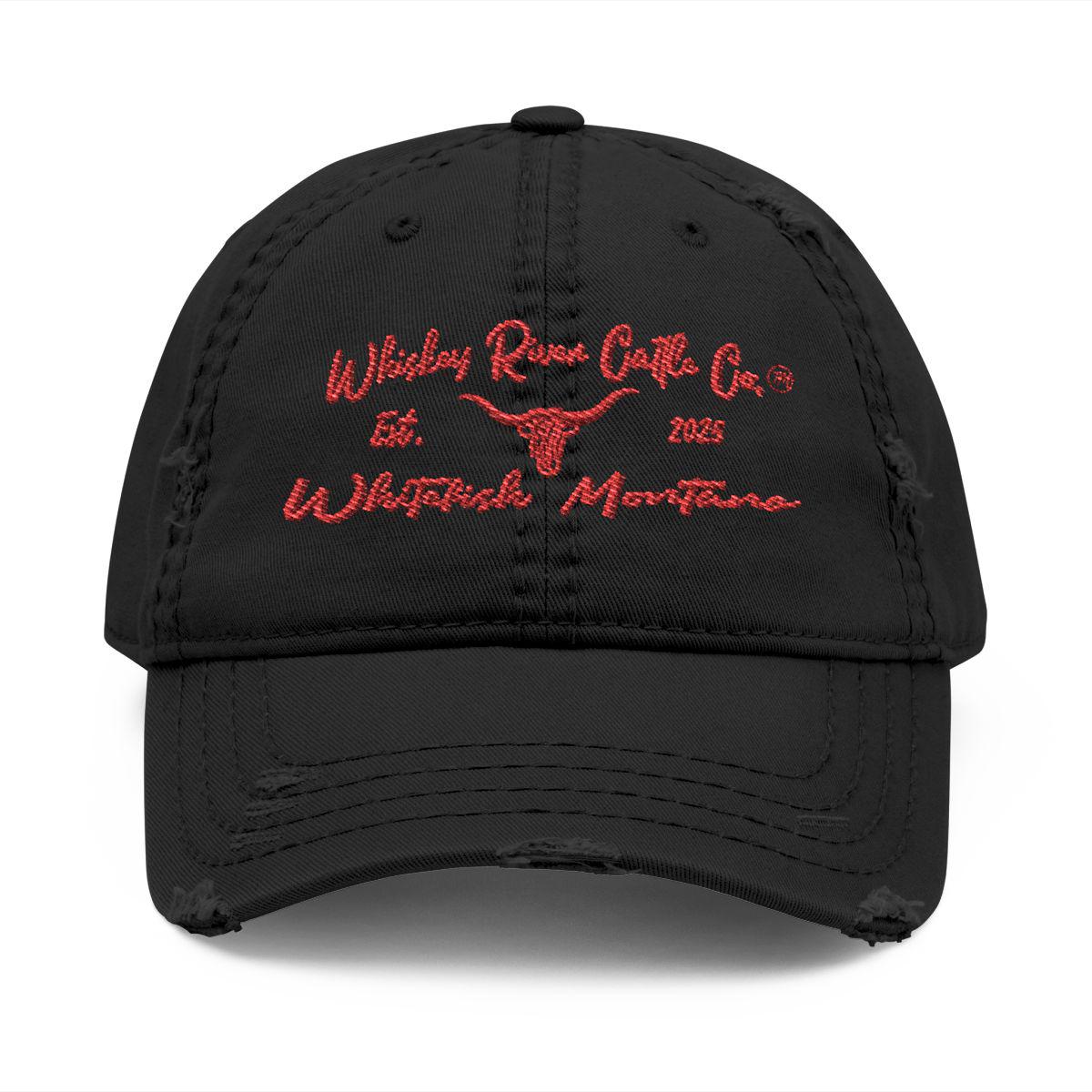 Whiskey River Cattle Co. Distressed Cotton Hat – Western Ranch Cap, Whitefish Montana Heritage Design