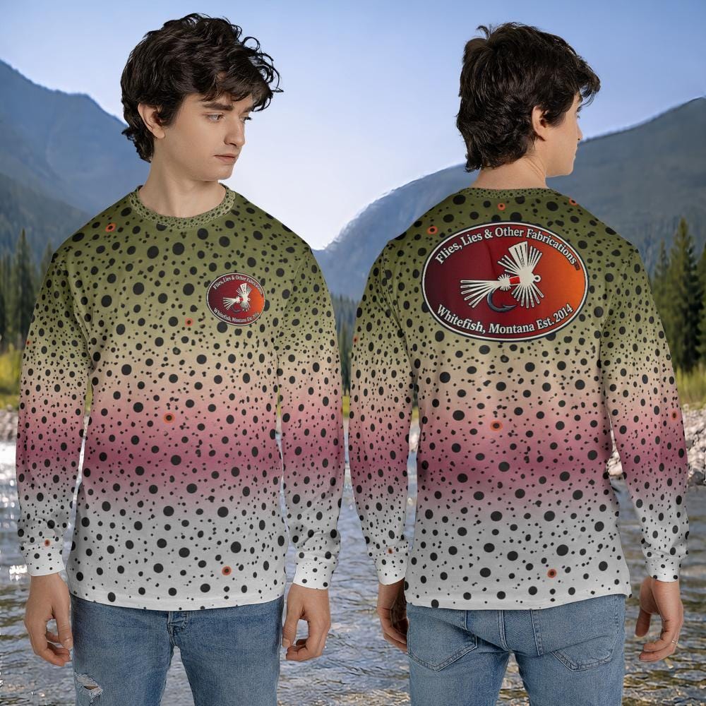 For the Man Who'd Rather Be Fishing | Rainbow Trout II Long Sleeve Shirt | Montana Fishing Gift