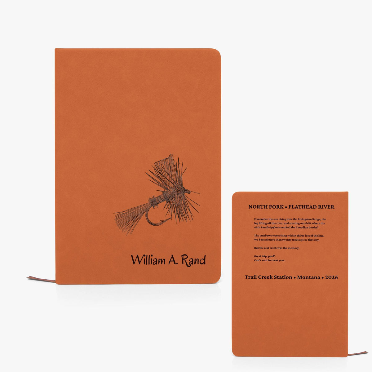 His name on the Front, your words on the Back | Custom Fly Fishing Journal Gift