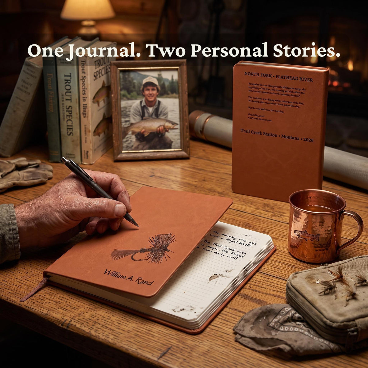 His name on the Front, your words on the Back | Custom Fly Fishing Journal Gift
