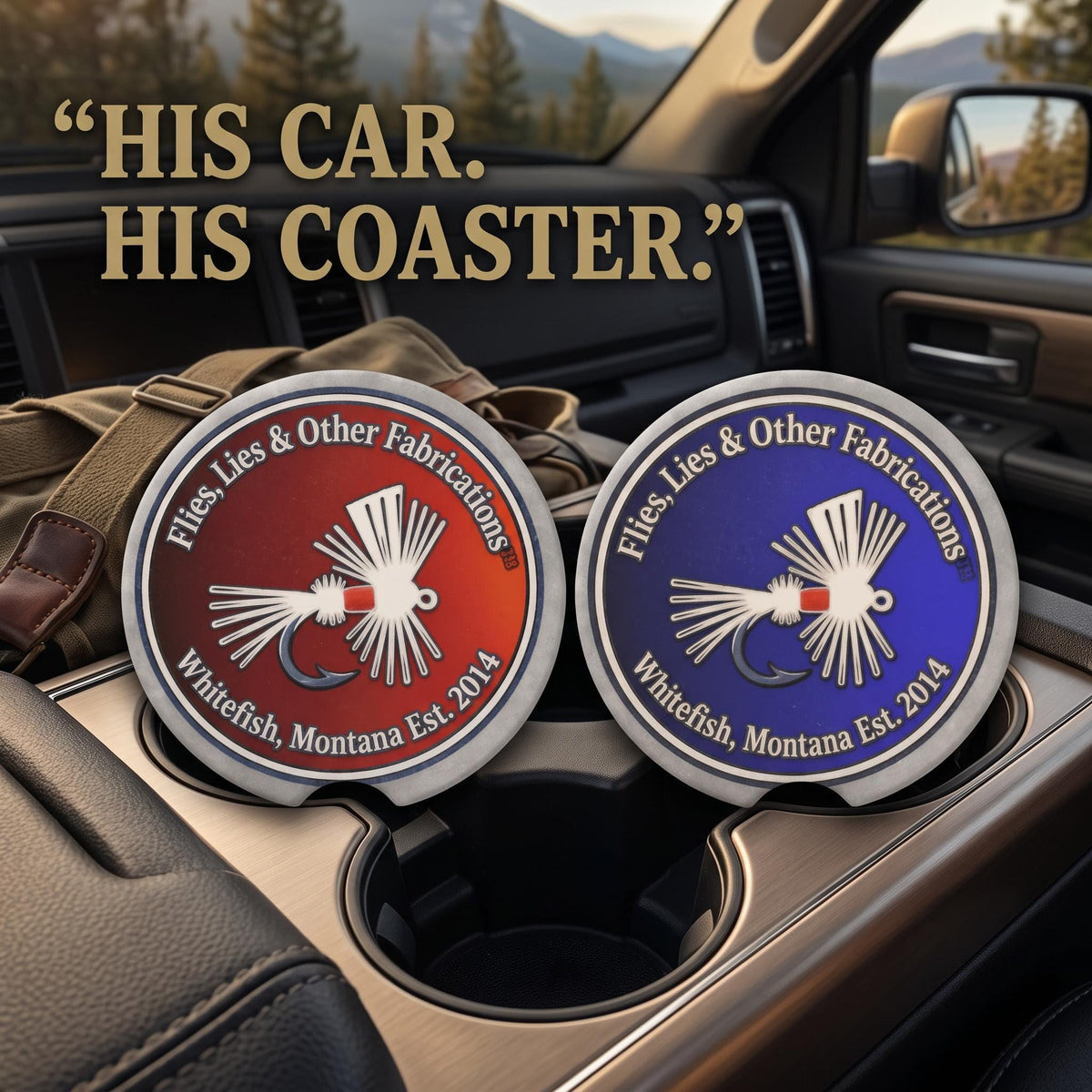 His Car His Coaster | Soapstone Cup Holder Set (2 Pack)