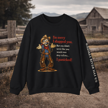 Sorry I Slapped You Western Graphic Sweatshirt - Funny Ranch Humor Pullover for Cowboys and Cowgirls