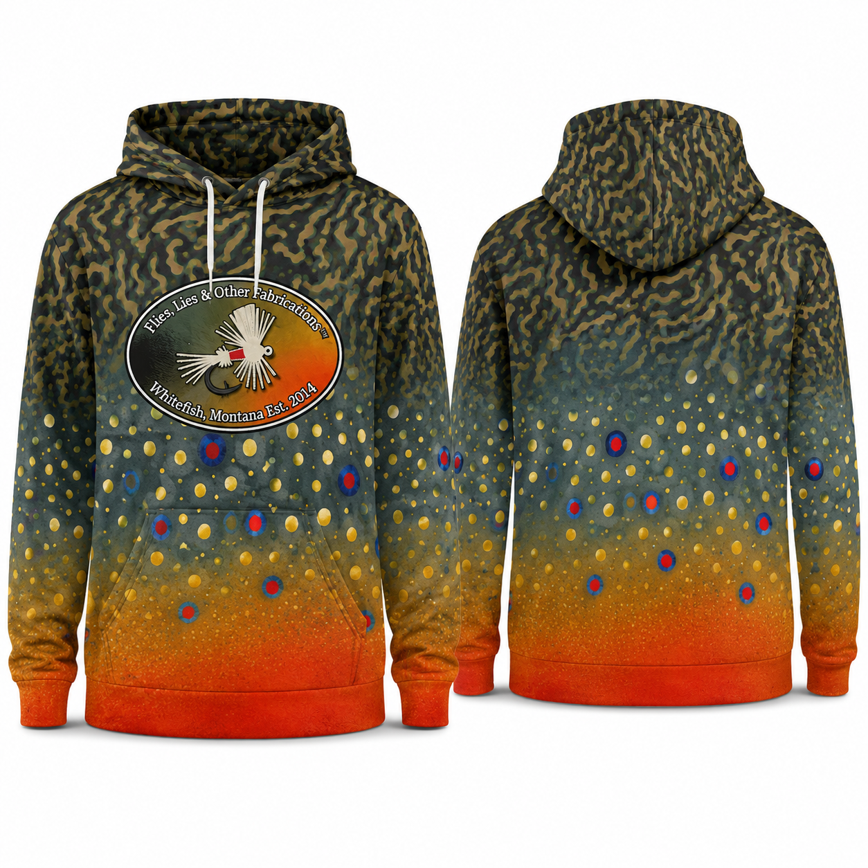 Stillwater Ember™ Brook Trout Hoodie | Montana Fly Fishing Hoodie | Flies, Lies & Other Fabrications™