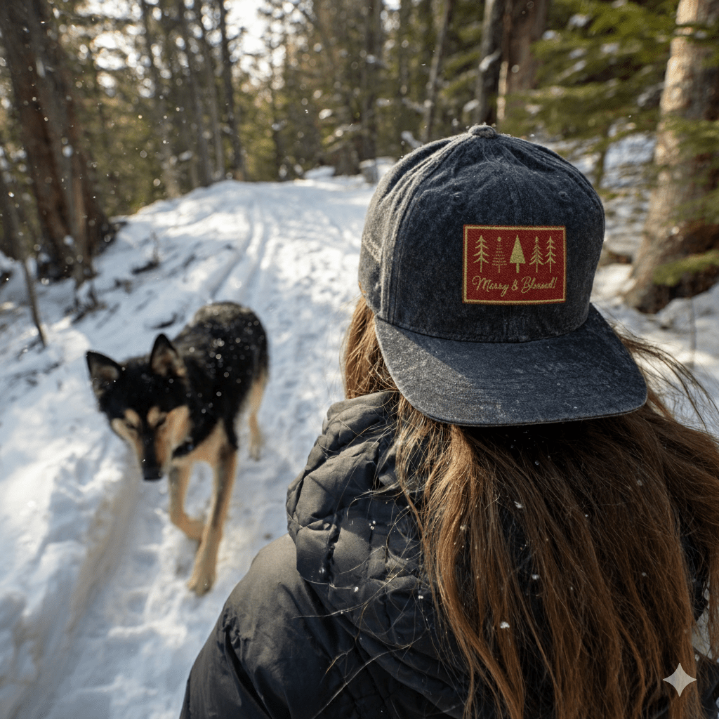 Merry & Blessed Christmas Patch Hat – Vintage Low - Profile Holiday Cap - Lazy Rockin H Ecom
