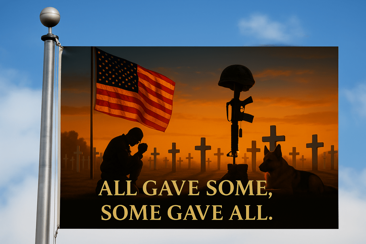 Patriotic Double - Sided Flag, Military Memorial Decor, Veteran's Day Tribute, Home & Garden Decoration, Commemorative Flag - Lazy Rockin H Ecom