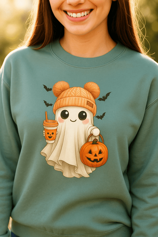 Pumpkin Spice Ghost Sweatshirt - Lazy Rockin H Ecom