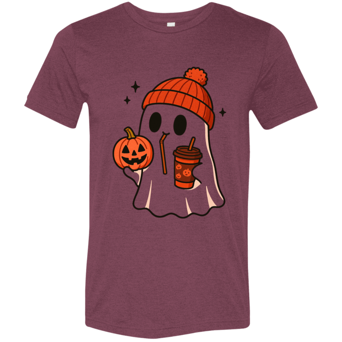 Rusty Pumpkin Beanie Ghost – Coffee Sippin’ Halloween Vibes Tee - Lazy Rockin H Ecom