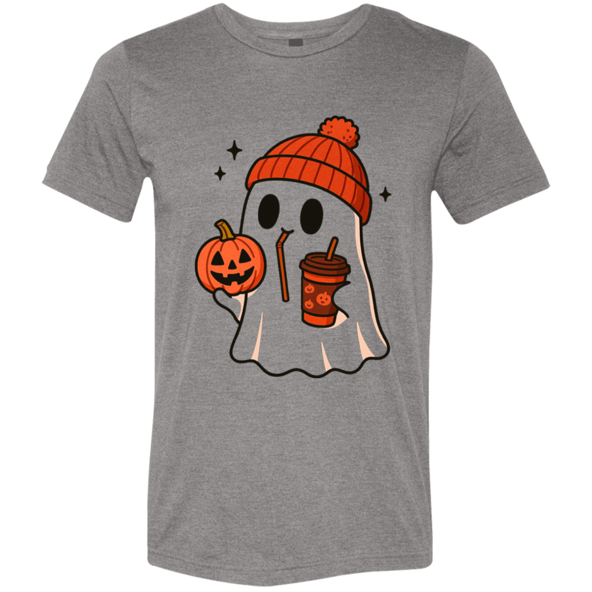 Rusty Pumpkin Beanie Ghost – Coffee Sippin’ Halloween Vibes Tee - Lazy Rockin H Ecom