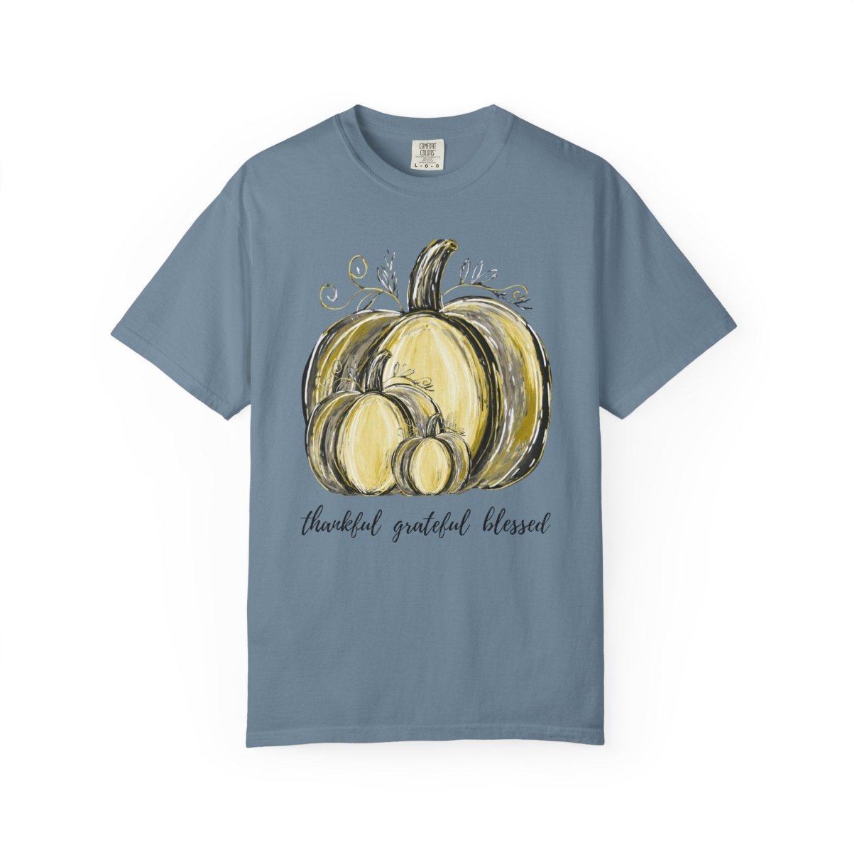 Thankful Grateful Blessed T-Shirt – Unisex Fall Tee with Pumpkin Design - Lazy Rockin H Ecom