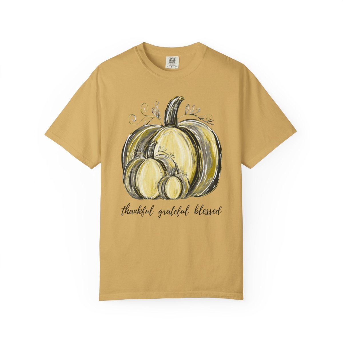 Thankful Grateful Blessed T-Shirt – Unisex Fall Tee with Pumpkin Design - Lazy Rockin H Ecom