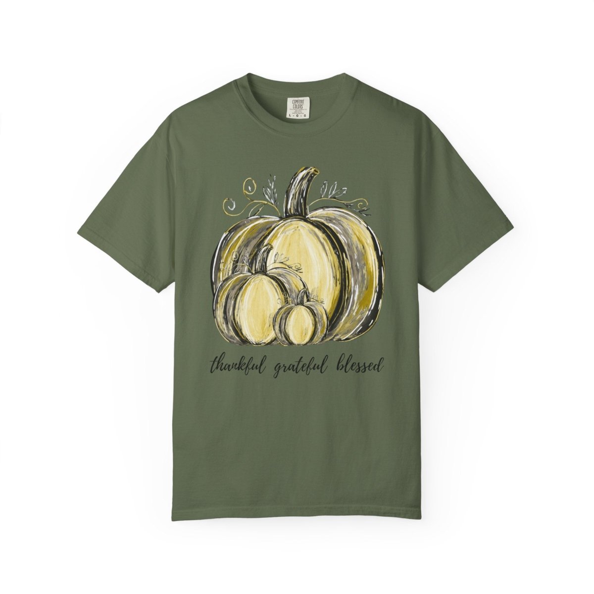 Thankful Grateful Blessed T-Shirt – Unisex Fall Tee with Pumpkin Design - Lazy Rockin H Ecom