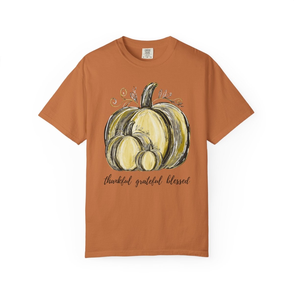 Thankful Grateful Blessed T-Shirt – Unisex Fall Tee with Pumpkin Design - Lazy Rockin H Ecom