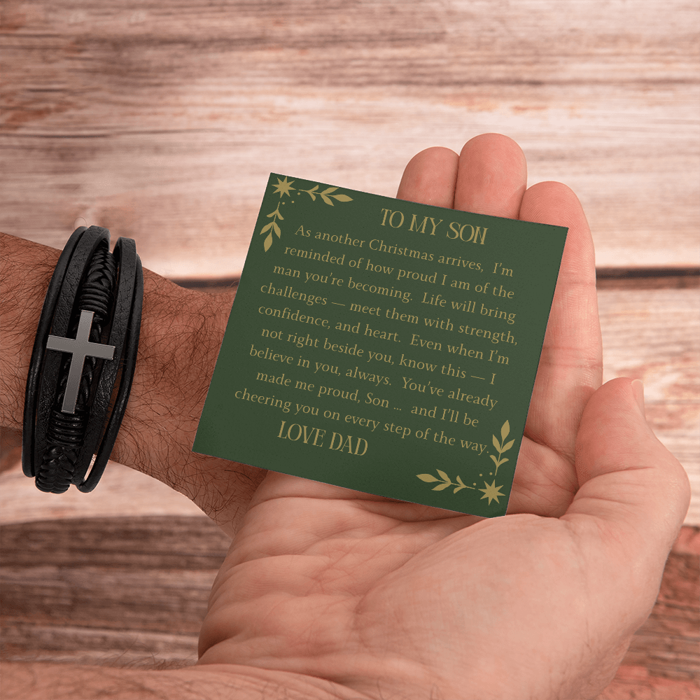 To My Son – Strength Cross Bracelet from Dad | Meaningful Gift for Son - Lazy Rockin H Ecom