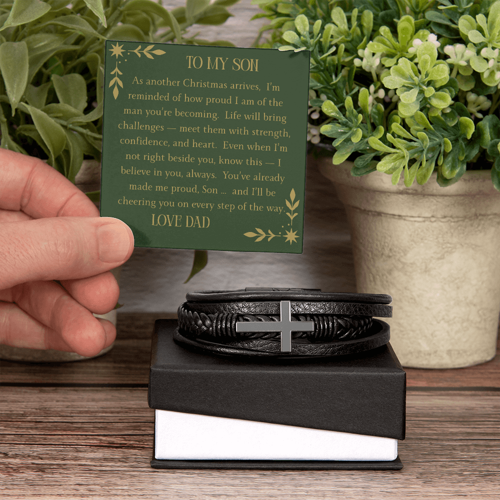 To My Son – Strength Cross Bracelet from Dad | Meaningful Gift for Son - Lazy Rockin H Ecom