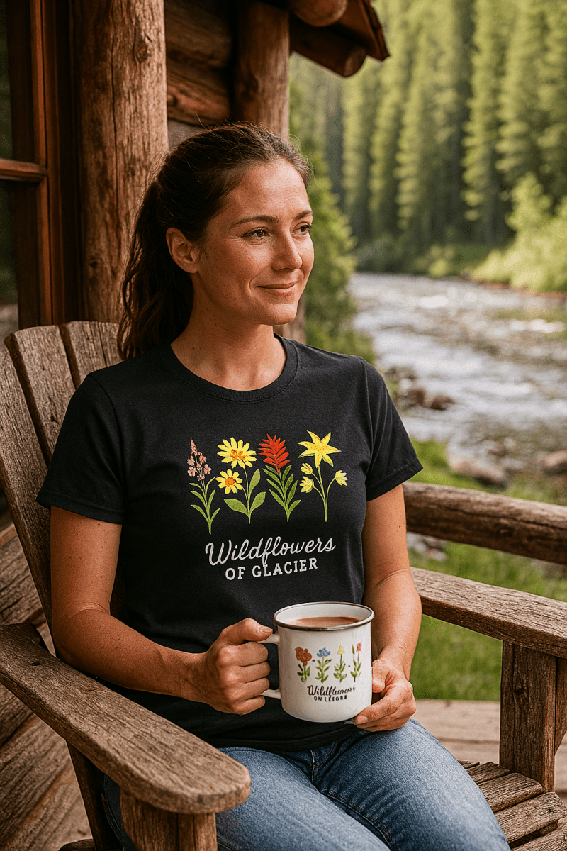 Vintage Glacier Wildflowers of Montana T-Shirt – Unisex Eco Cotton Tee - Lazy Rockin H Ecom