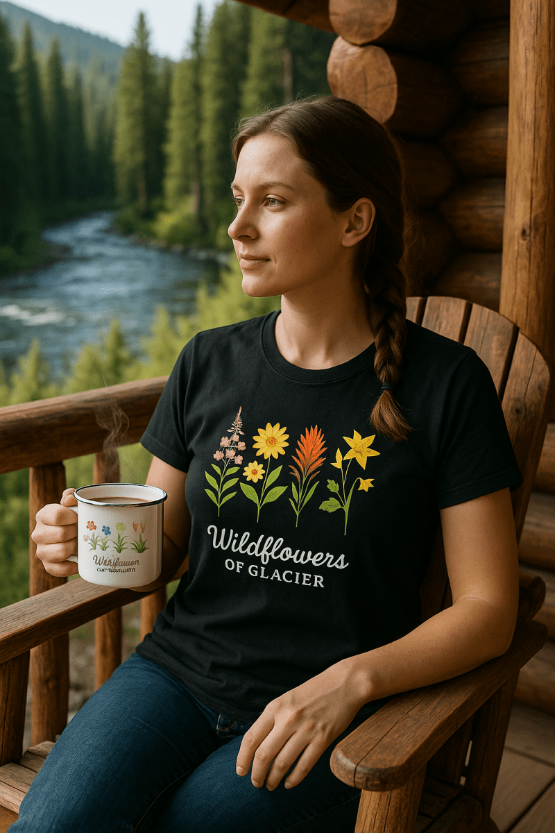 Vintage Glacier Wildflowers of Montana T-Shirt – Unisex Eco Cotton Tee - Lazy Rockin H Ecom